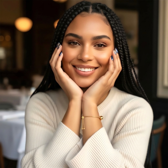 Elegant 18K Gold Plated Beaded Adjustable Bracelet | Minimalist Dainty Chic - Picture 3 of 15